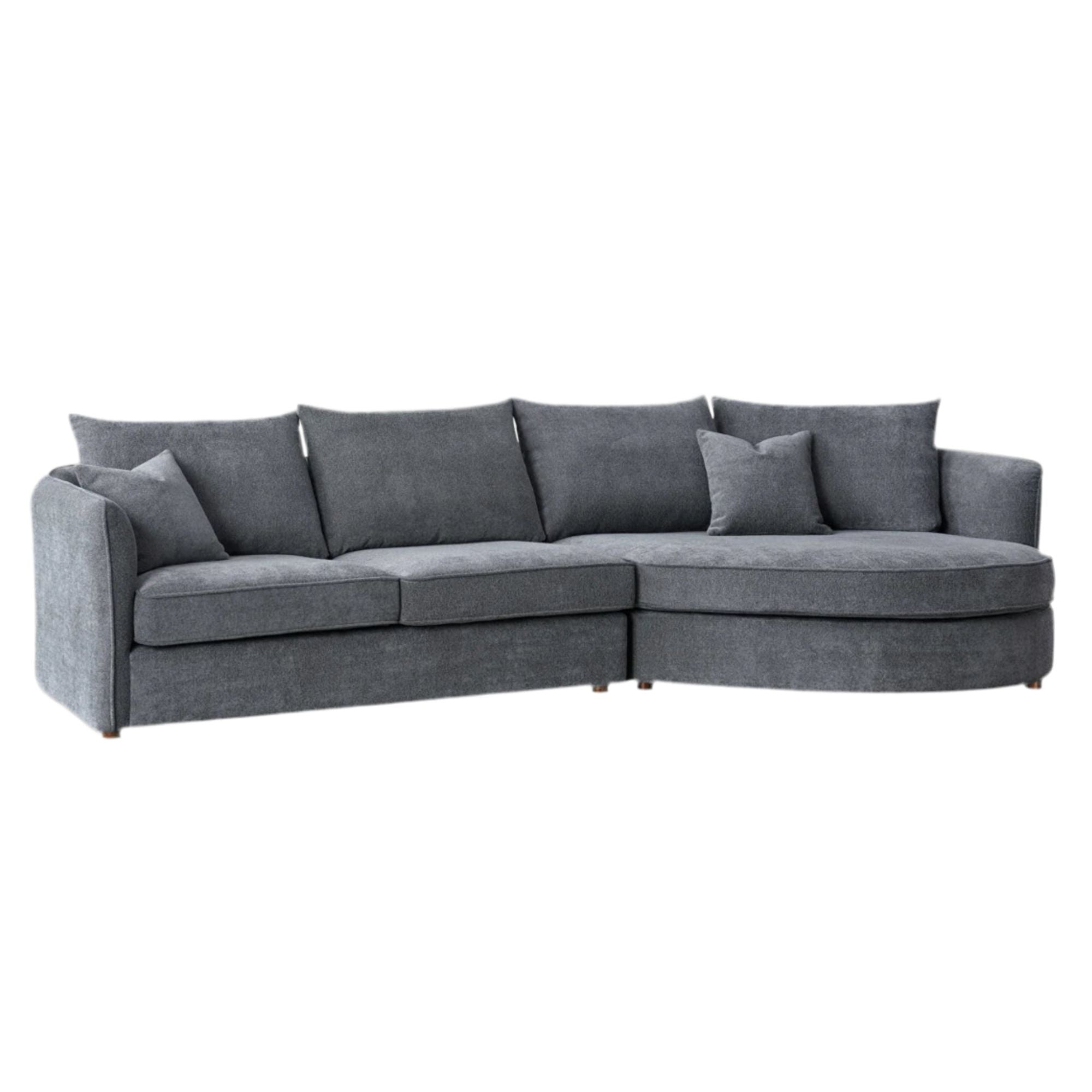 Aluxo Melby Charcoal Grey Boucle Corner Chaise Sofa | 4 Seater
